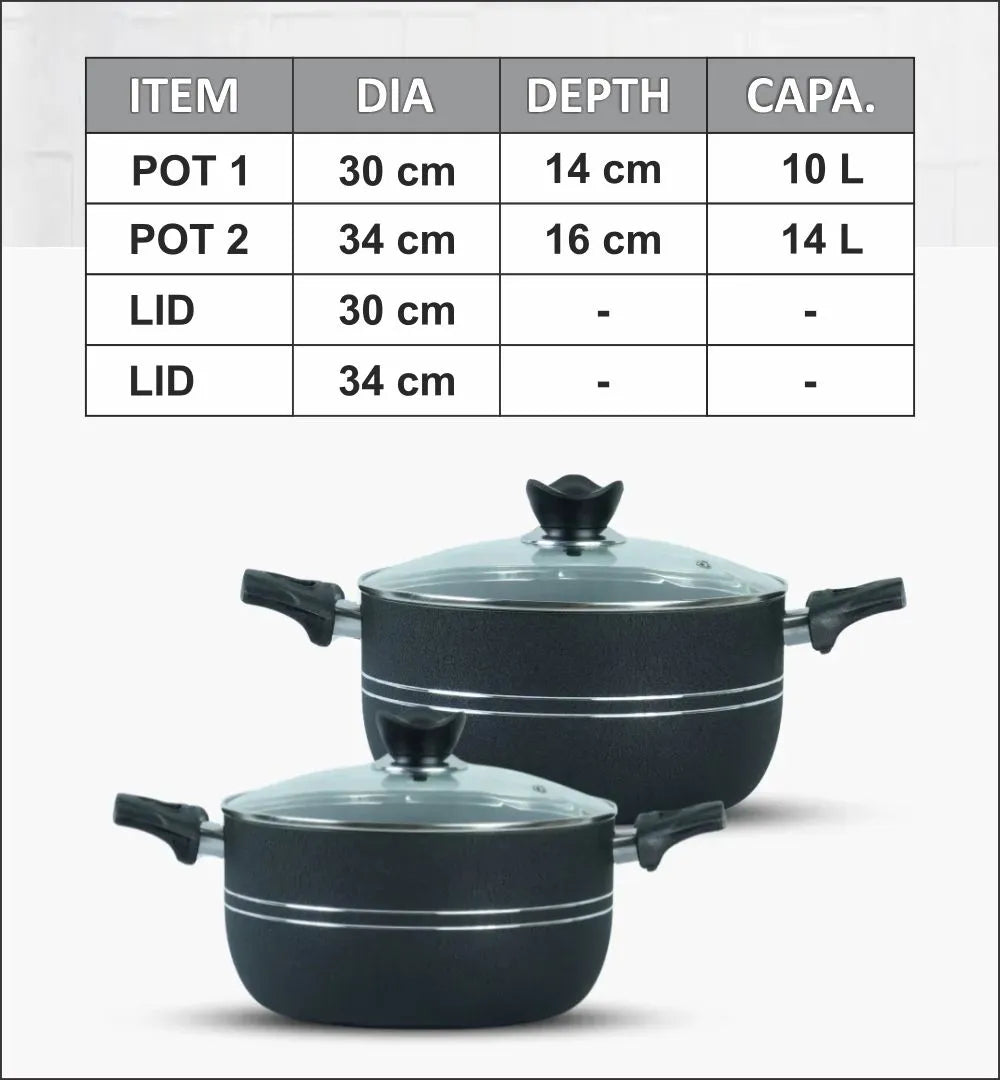Lixcase Non-Stick Cooking Pot Set — 4 Pieces with Glass Lids