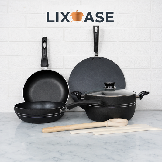 Lixcase 8-Piece Non-Stick Frying Cookware Set with Glass Lids