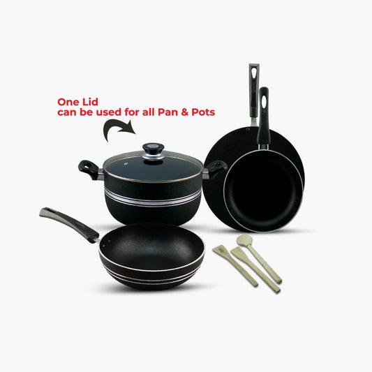 Lixcase 8-Piece Non-Stick Frying Cookware Set with Glass Lids