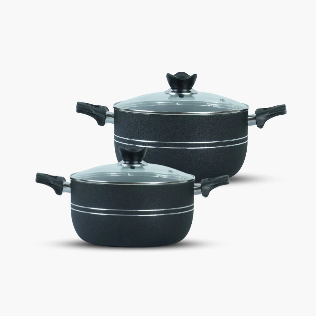 Lixcase Non-Stick Cooking Pot Set — 4 Pieces with Glass Lids