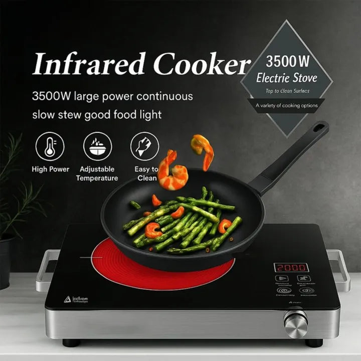Lixcase Electric Infrared Ceramic Cooker — 3500W Touch-Control Hot Plate with Timer & Temperature Control
