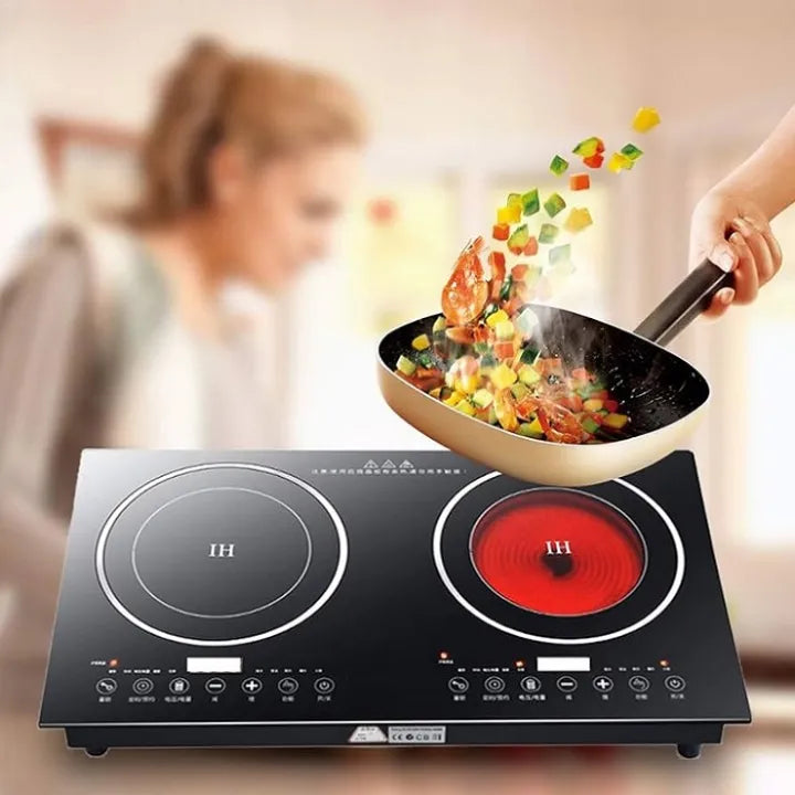 Lixcase Double Burner Infrared Ceramic Electric Stove — 100 to 3500W Adjustable Hot Plate